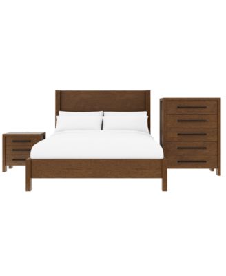 Furniture - Davie Cracked Oak 3 Pc. King Panel Set (Bed, Dresser & 1-Drawer Nightstand)