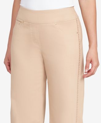 Petite Embroidered Stretch Pull-On Pants