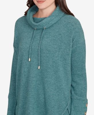 Petite Cowl Neck Cozy Hatchi Drawstring Top
