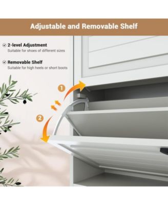 Shoe Storage Cabinet with 3 Flip Drawers and 2 Drawers, Hidden Wood Shoe Cabinet for Entryway, Freestanding Shoes Organizer Cabinet, White