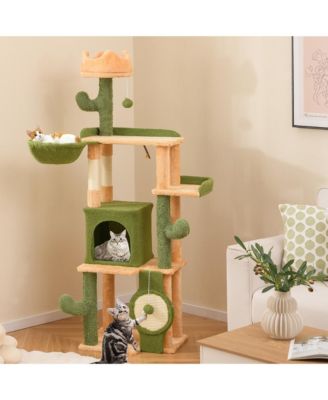 63'' Cactus Cat Tree for Indoor Cats w/ Sisal Scratching Posts & Board Condo