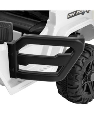 12V Kids Ride on Truck Car with Remote Control Threaded Wheels and 3 Speeds-White