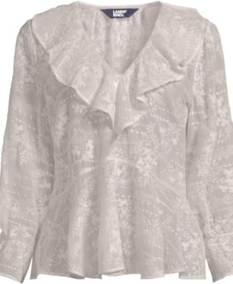 Women's Feminine Ruffle Chiffon V Neck Blouse