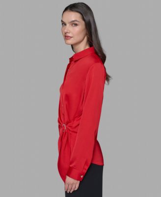 Petite Asymmetric Long Sleeve Top