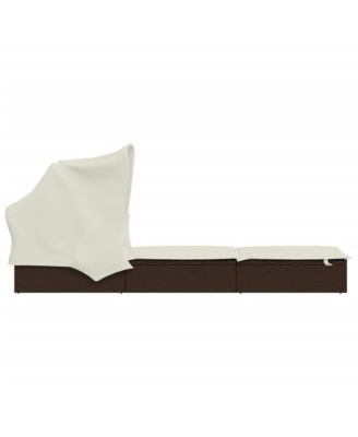 Sunbed Brown PE Rattan, Powder-Coated Steel 83.9x24.8x38.2 in