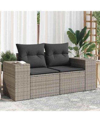 Garden Sofa Grey PE rattan Medium Adjustable Feet Garden Sofa