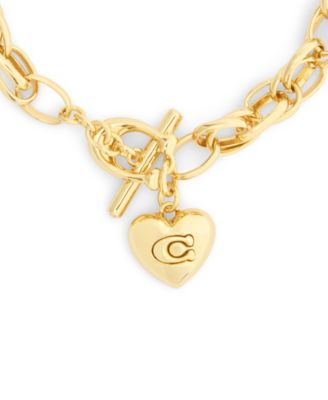 Gold Plated Heart Charm Interlocking Link Bracelets