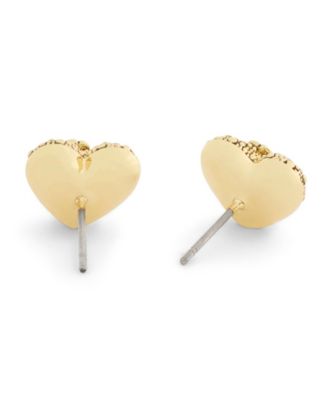 Gold Plated Pavé Heart Stud Earrings