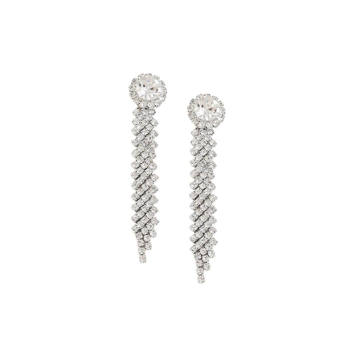 Sohi Women's Silver Circular Bling Drop Earrings In Silver
