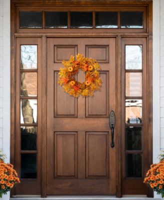 Fall Leaves Pumpkins And Berries Artificial Thanksgiving Wreath Unlit, 22"