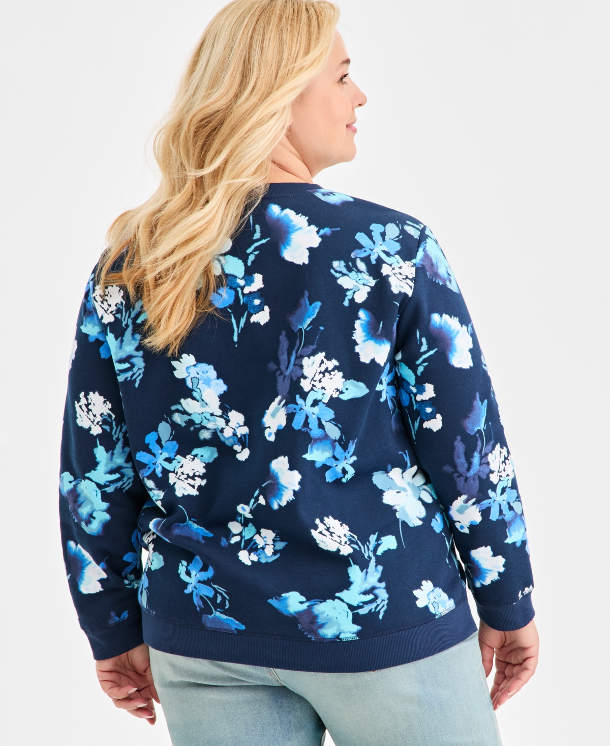 Style & Co Plus Size Floral Crewneck Sweatshirt, Macy's Exclusive