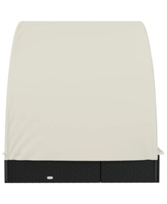 Sunbed Black & Cream PE rattan, Powder-coated steel Double