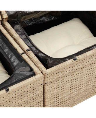Garden Sofa Beige PE Rattan Two-seater Adjustable Feet