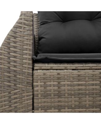 Garden Sofa Grey PE rattan Large Adjustable Feet