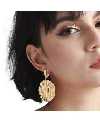 Dented Circular Drop Earrings