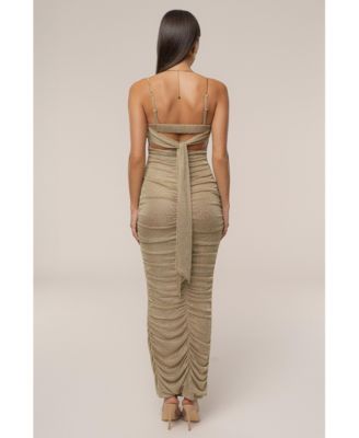 Women's Ruched Metallic Maxi Dress