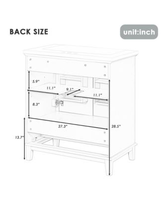 Bathroom Vanity without Sink Base Only Multifunctional Bathroom Cabinet with Doors and Drawer Solid Frame and MDF Board Black