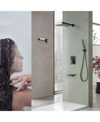 Waterfall Tub and Shower Faucet Set with Rain Shower System and Male NPT Connection