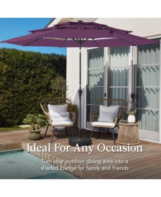 10ft 3-Tier Patio Umbrella, Market Sun Shade w/ Tilt Adjustment, Easy Crank