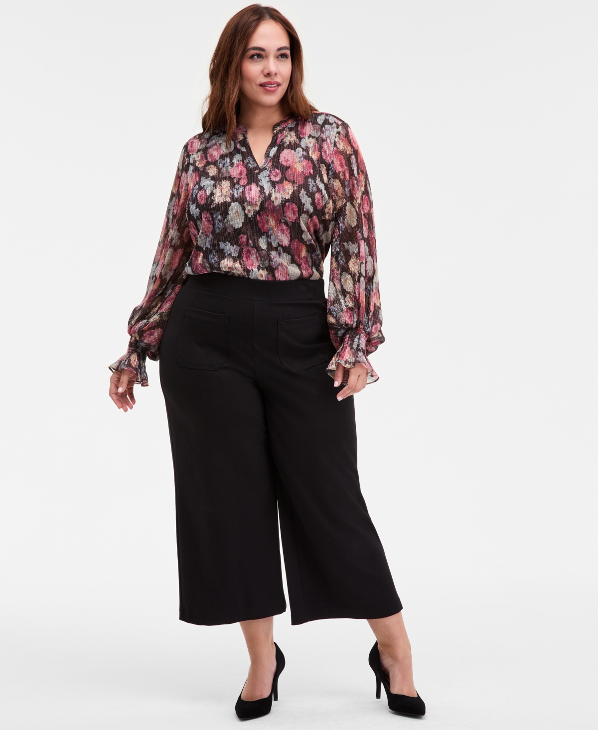Vince Camuto Plus Size Stretch Bootcut Pants In Black