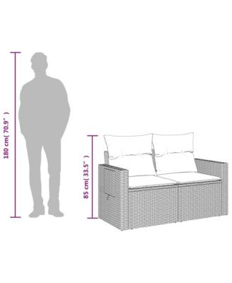 Garden Sofa Beige PE Rattan Medium Adjustable Armrests