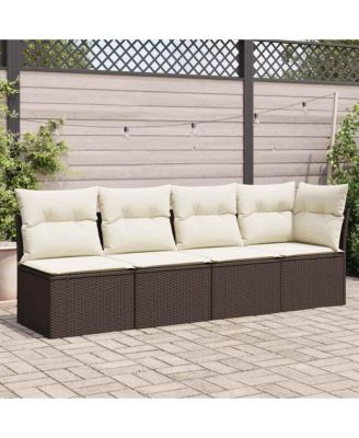 Garden Sofa Brown, Cream White