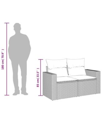 Patio Sofa with Cushions 2-Seater Brown Poly Rattan