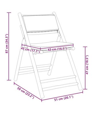 Bistro Chair Set of 2 Cream white Bamboo Standard Foldable