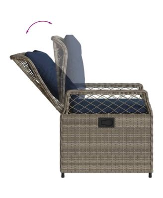 Reclining Patio Chair Gray and Navy Blue