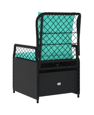 Reclining Patio Chair Black PE rattan Standard Size