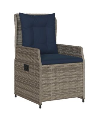 Reclining Patio Chair Gray PE rattan Standard Adjustable Feet