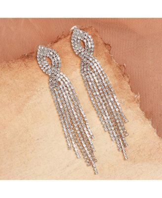 Women's Silver  Bling Cluster Drop Earrings