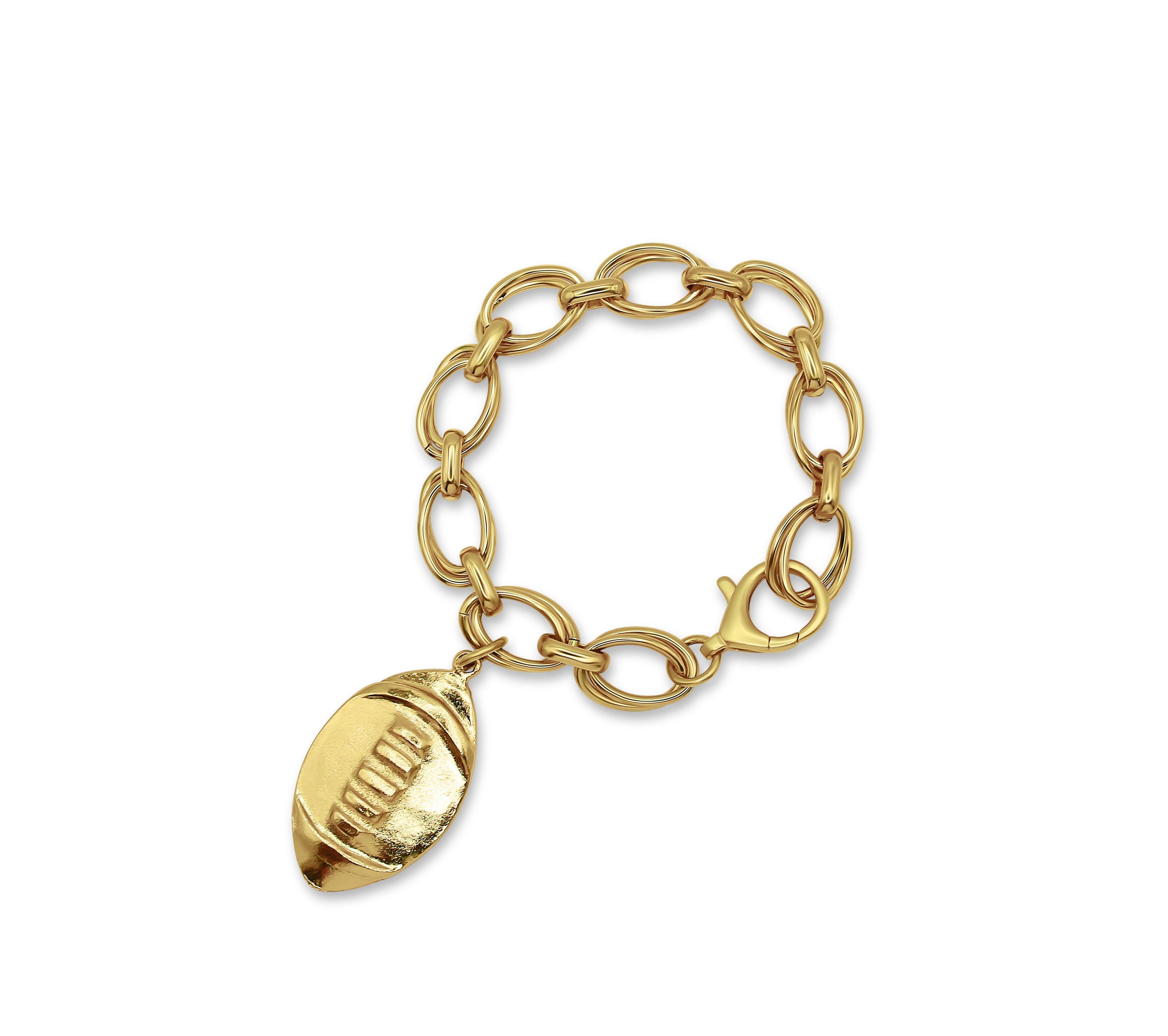 14k Gold Plated Chain And Football Charm Bracelet