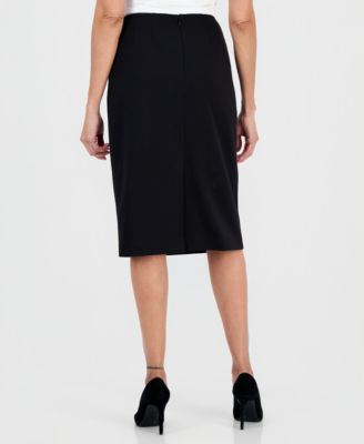 Women's Collarless Zip-Front Skirt Suit 