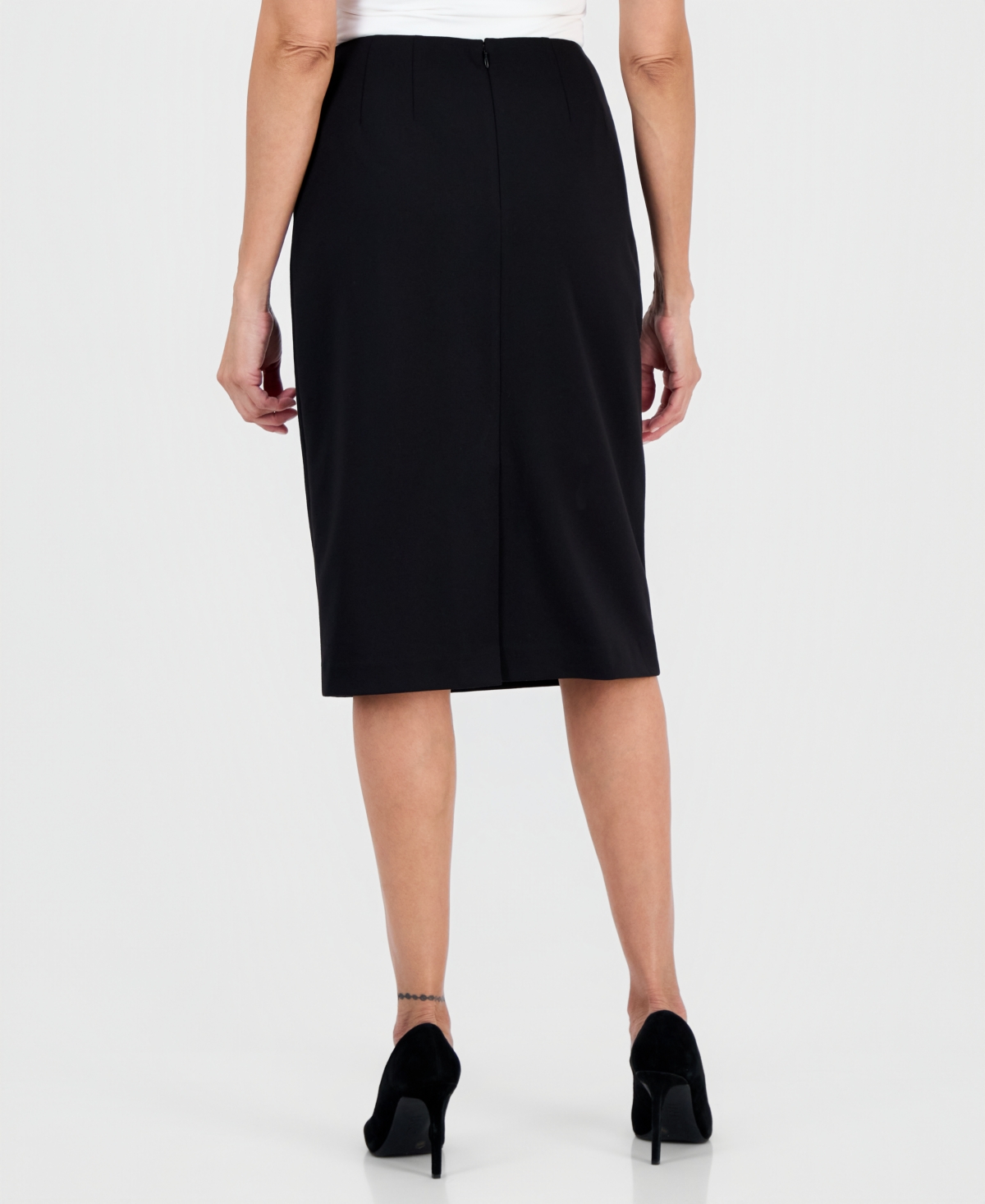 Le Suit Women's Collarless Zip-Front Skirt