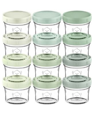 12pk Prep Baby Food Storage Containers, 4 oz Leak-Proof, BPA Free Glass Baby Food Jars for Feeding