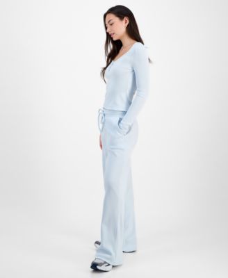 Juniors' Hacci Ribbed Top & Sweatpants