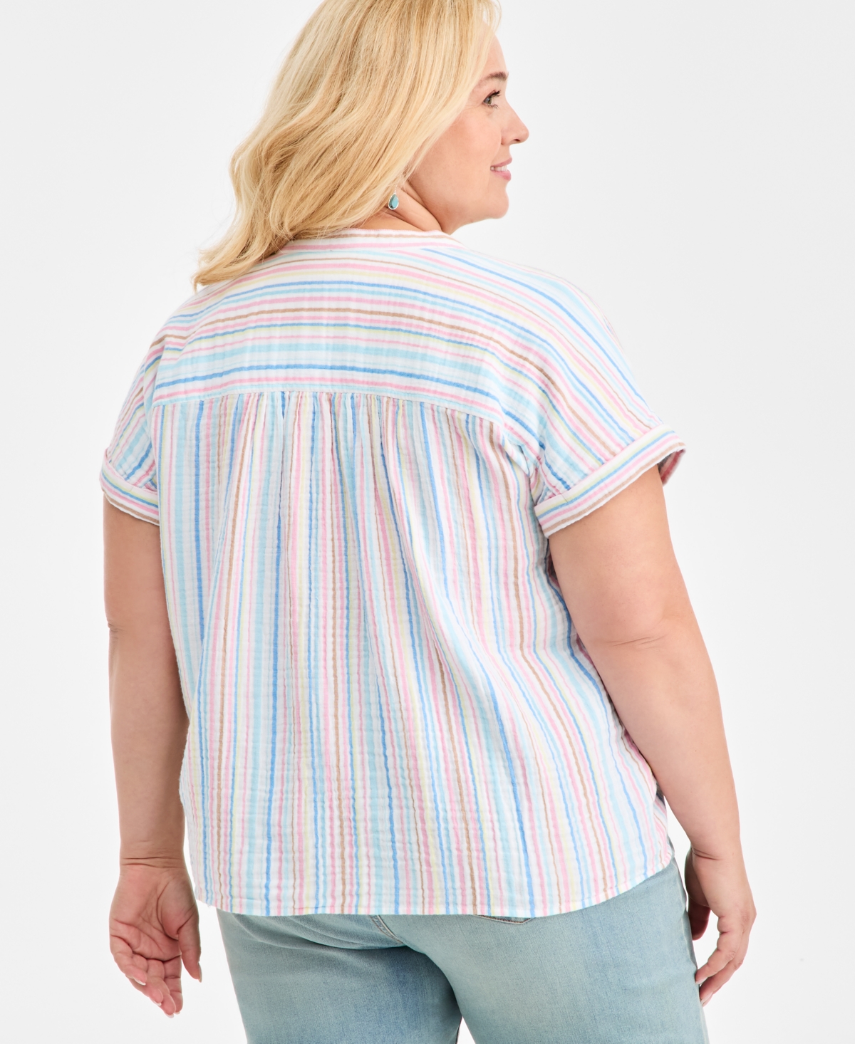 Style & Co Plus Striped V-Neck Dolman-Sleeve Top, Macy's Exclusive