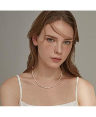 Freshwater Pearl & Stainless Steel Beaded Necklace with Mixed 6–7 mm and 3–4 mm Pearls