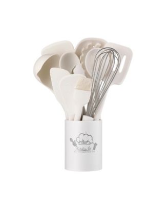 13-Piece Silicone Kitchen Utensils with Wooden Handles Set