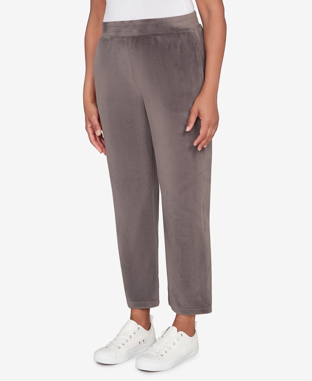 Alfred Dunner Petite Calm Luxe Luxe Double Knit Short Length Pants In Gray