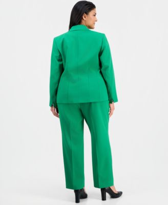 Plus Size Notch-Lapel Mid-Rise Pantsuit 