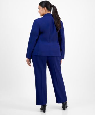 Plus Size Notch-Lapel Mid-Rise Pantsuit 