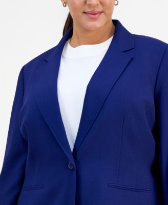 Plus Size Notch-Lapel Mid-Rise Pantsuit 