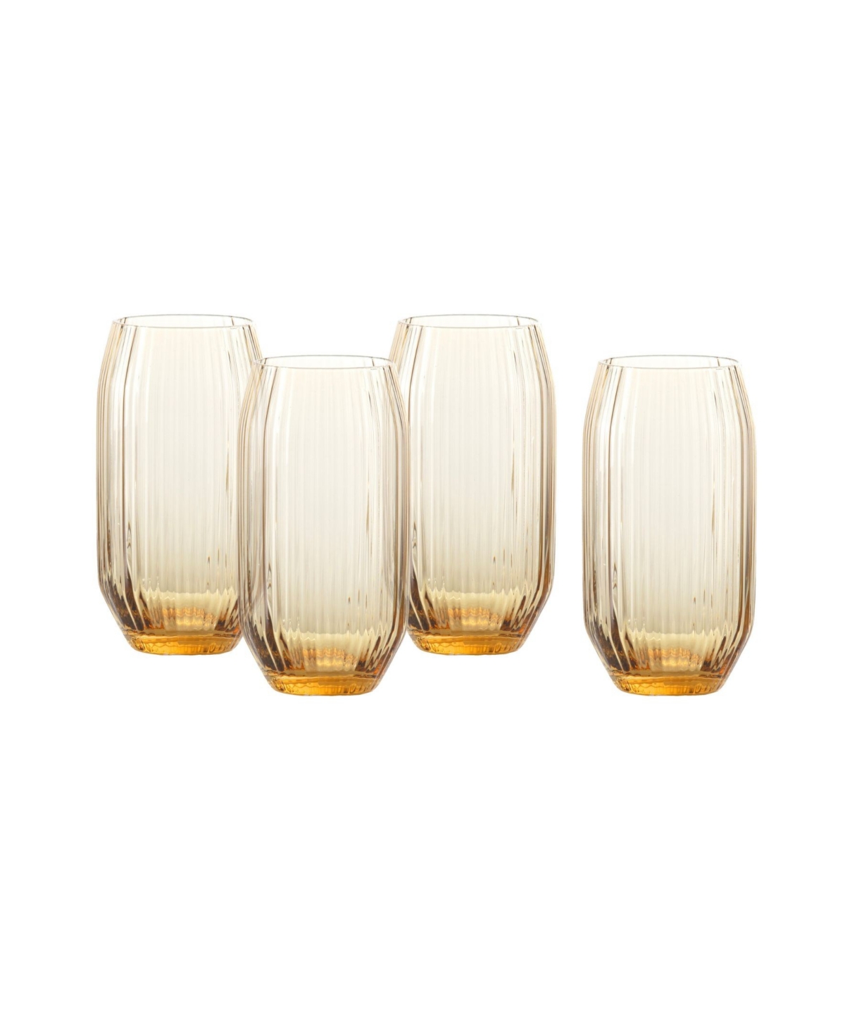 Fortessa Estiva Textured Highball Sparkling Cocktail Glasses, Set Of 4 In Yellow