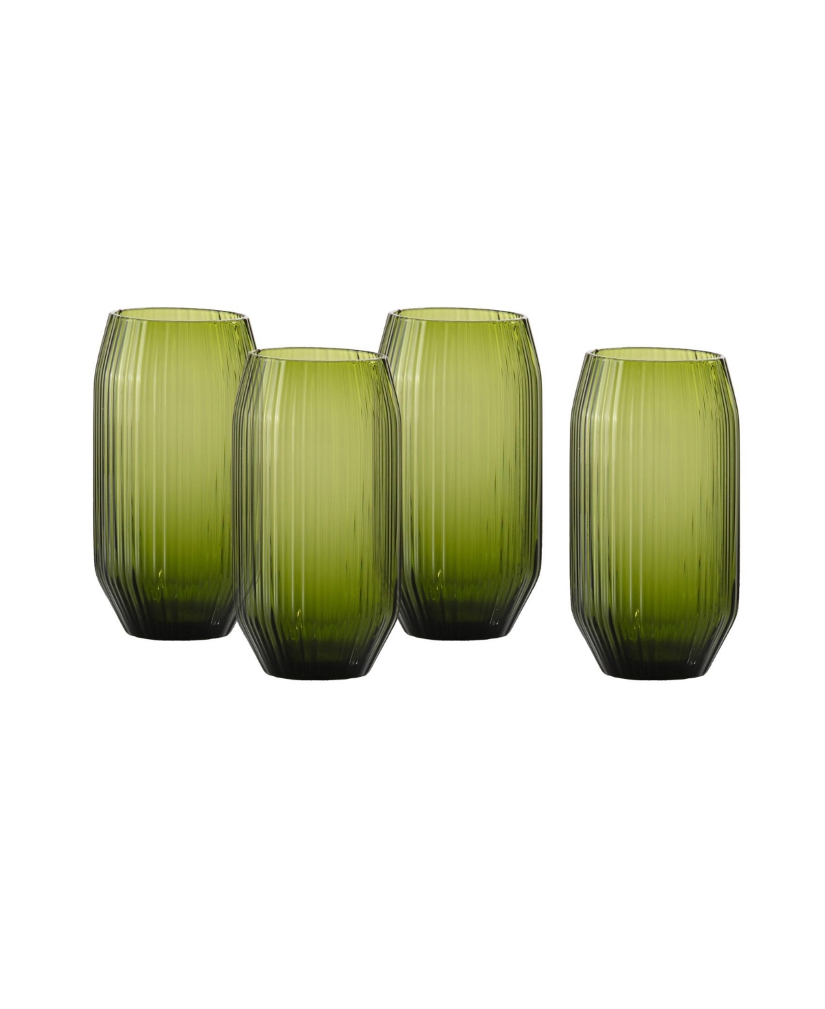 Fortessa Estiva Textured Highball Sparkling Cocktail Glasses, Set Of 4 In Green