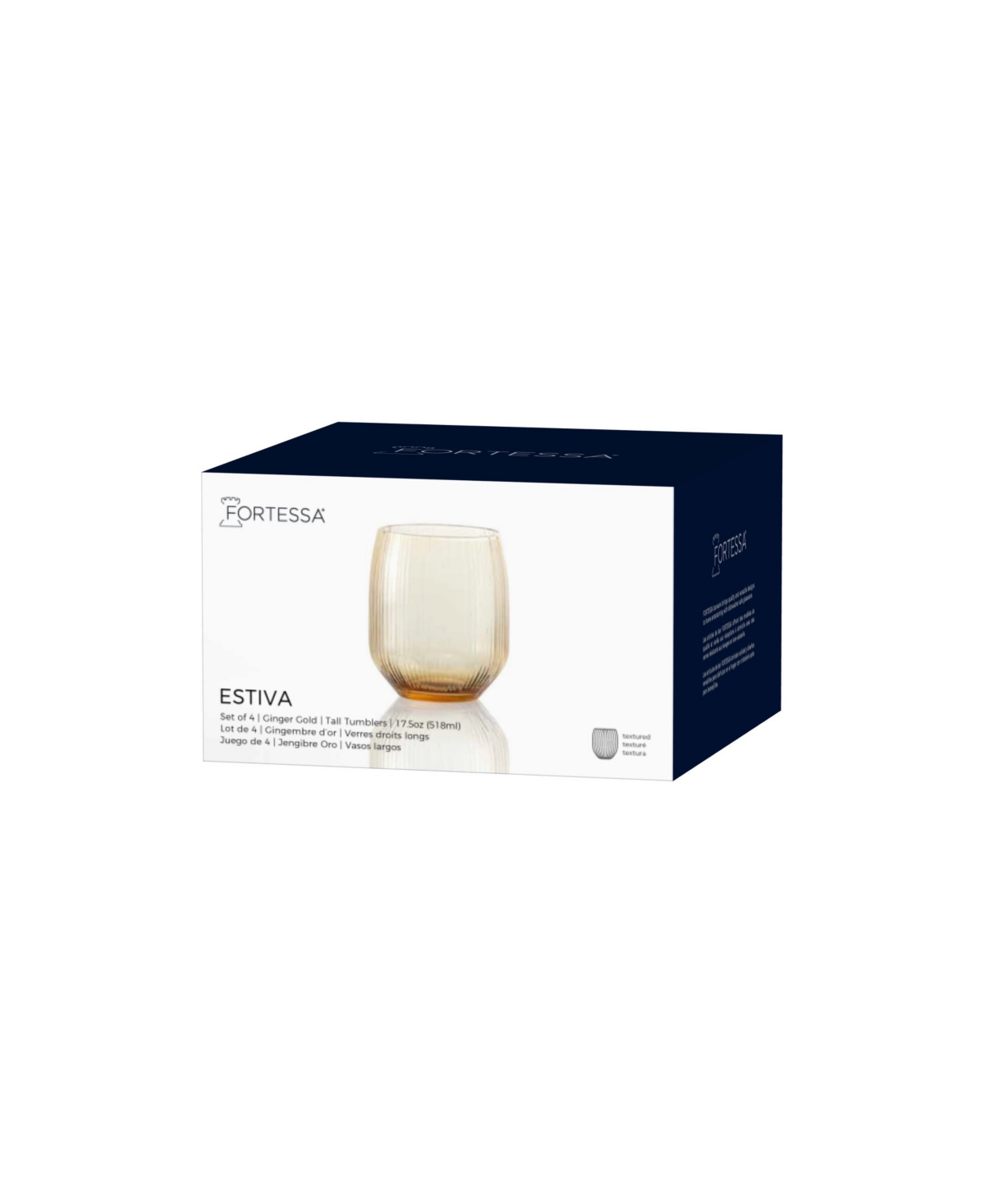Fortessa Estiva Textured Tall Tumbler Glasses, Set Of 4 In Yellow