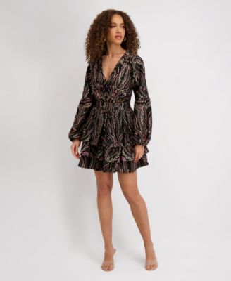 Women's V-Neck Embroidered Woven Dress