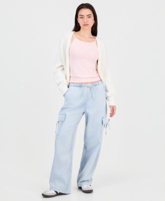 Juniors' Ultra Cozy Bow Cargo Pull-On Jeans 