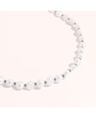 Chunky Pearl Silver Jean Necklace - Small